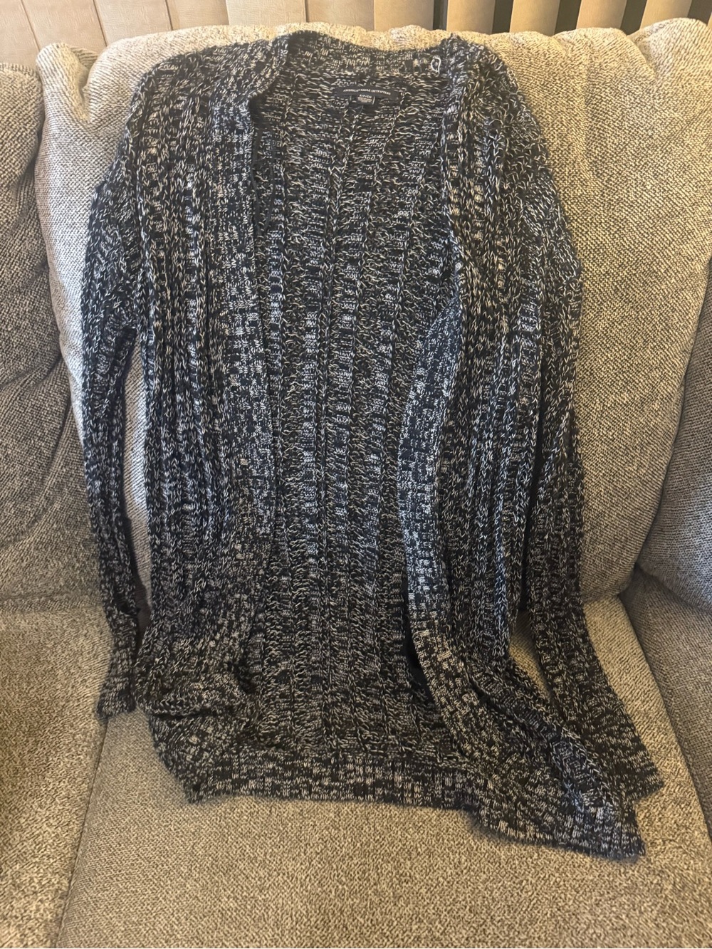 American Eagle Outfitters Open-Front Marled Cardigan - Black & White